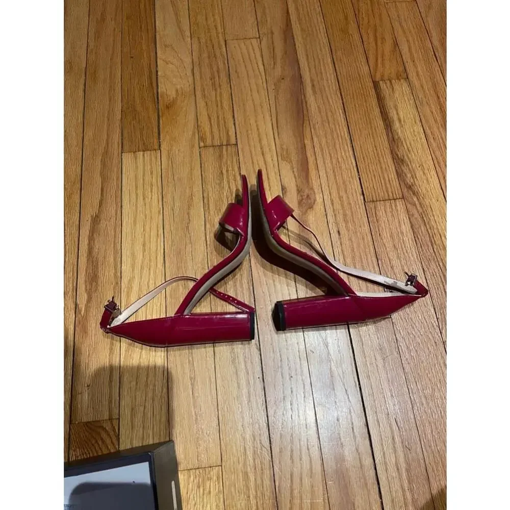 👹Sam Edelman Yaro Glossy Cherry Leather Block Chunky Charol vibrant Sandals 8